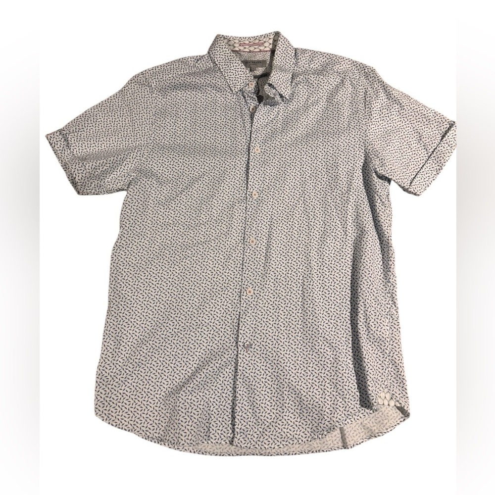 Ted Baker London Short Sleeve Button Down Dress Shirt Size 4 or Size Large
